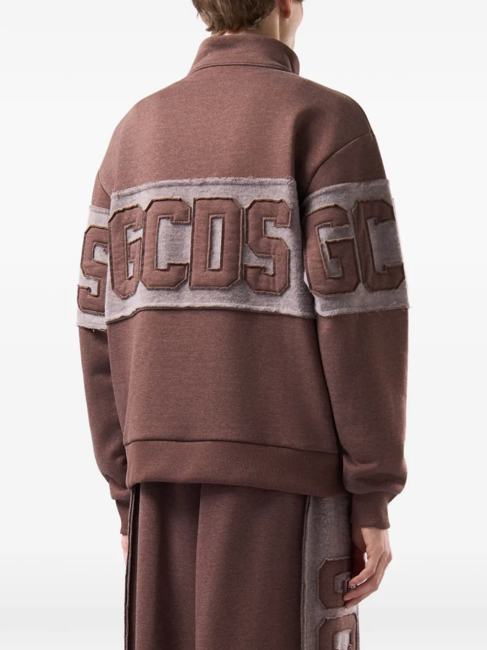 GCDS logo-appliqué half-zip sweatshirt Bruin