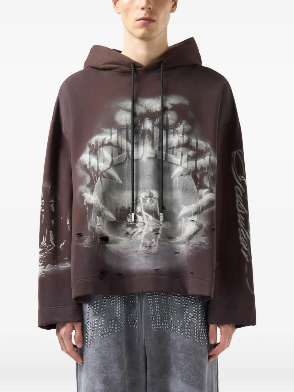 GCDS Gothic graphic-print hoodie Bruin