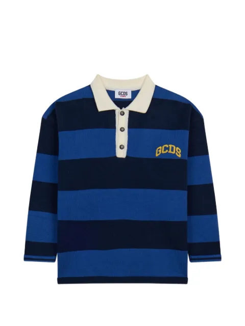 Gcds Kids logo-embroidered striped polo shirt