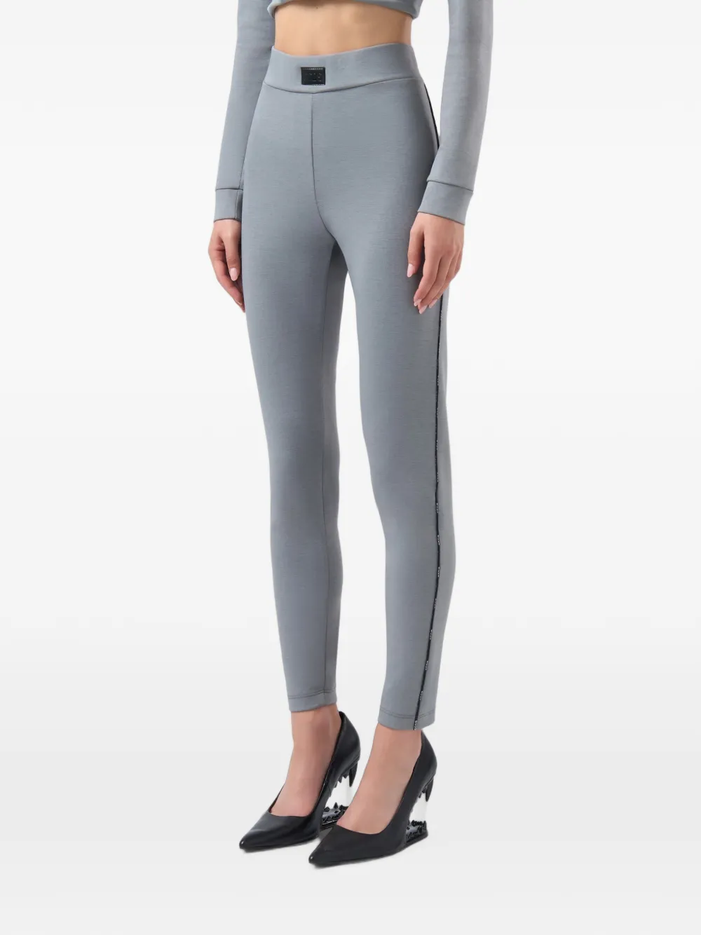 GCDS Legging met contrasterende afwerking en logo-patch Grijs