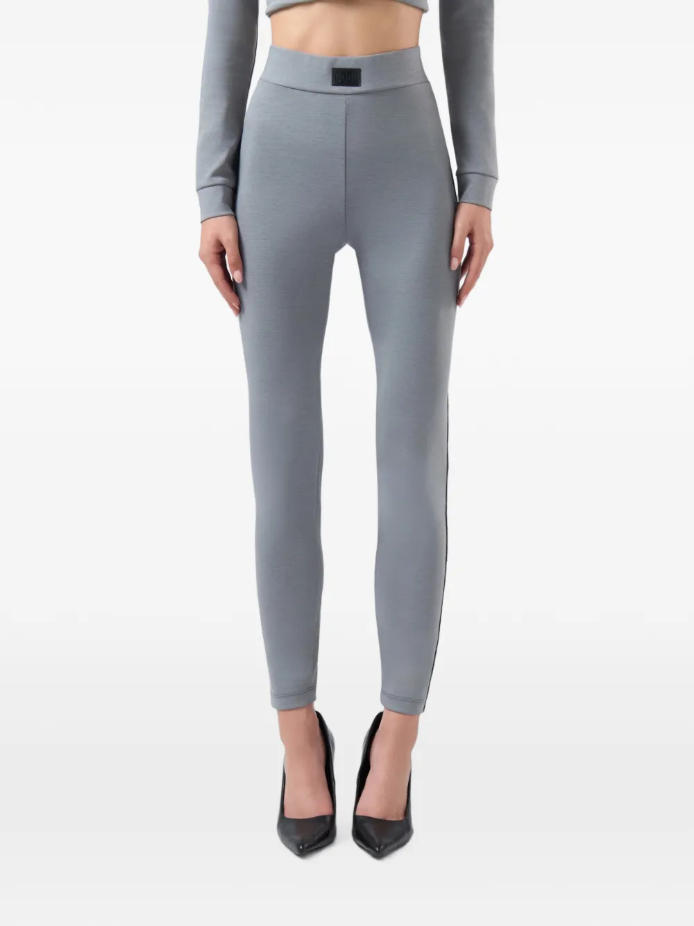 GCDS Legging met contrasterende afwerking en logo-patch Grijs