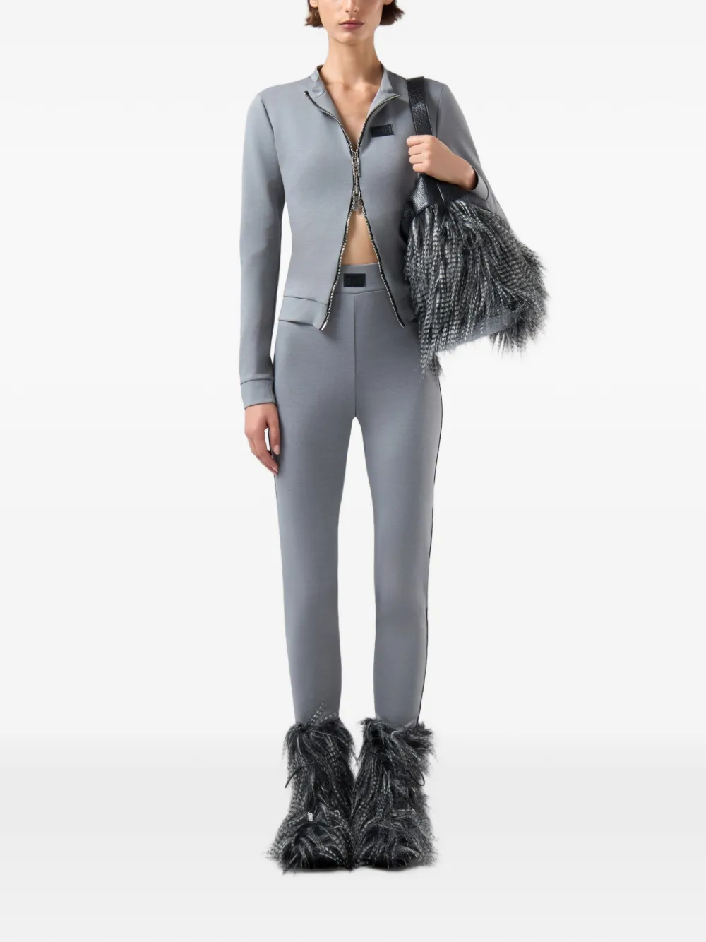 GCDS Legging met contrasterende afwerking en logo-patch Grijs