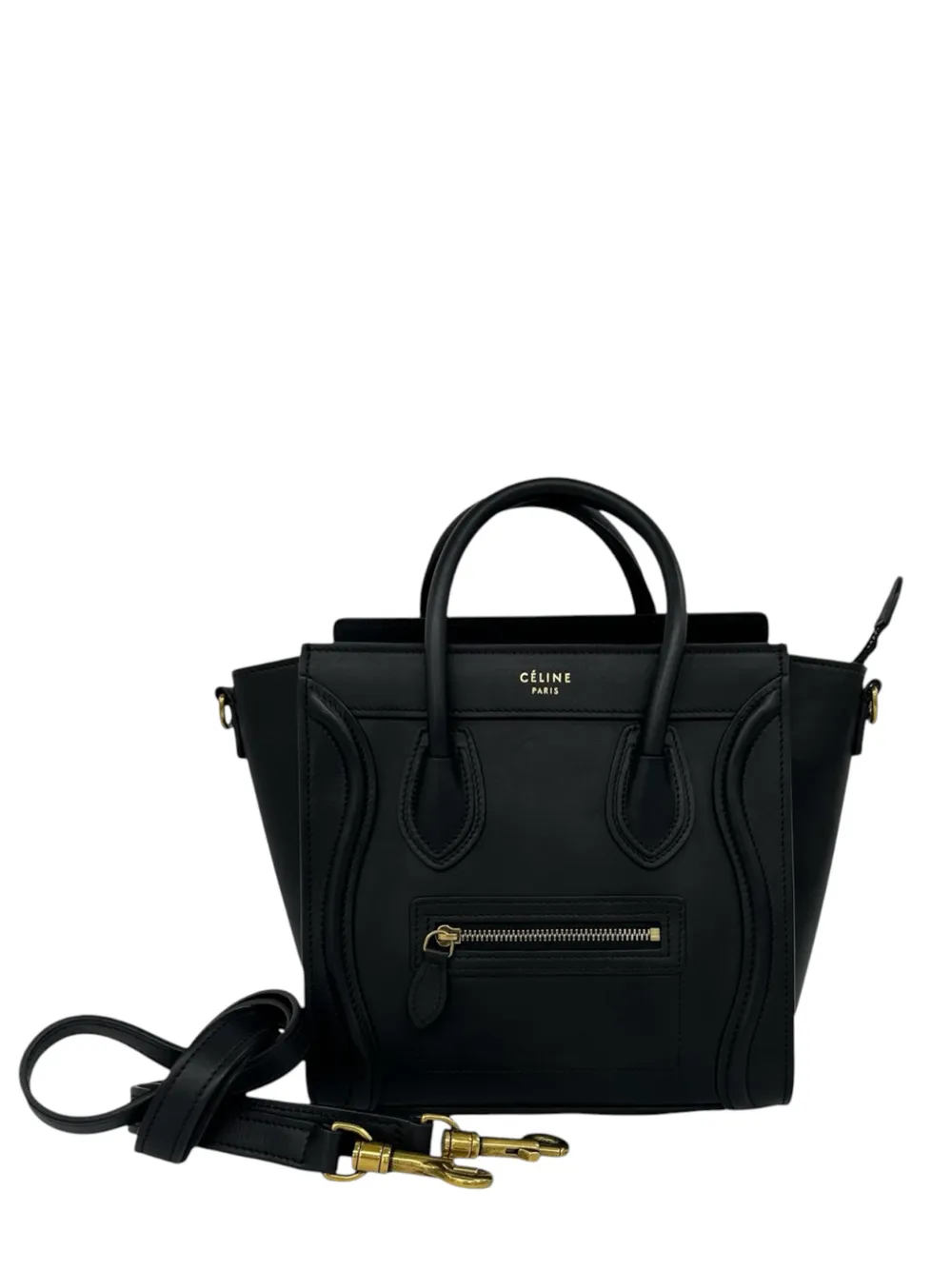 Celine Pre-Owned 2014 Nano Leather Luggage Tote satchel - Nero