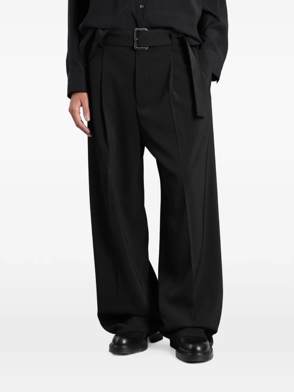 Emporio Armani belted pleated trousers