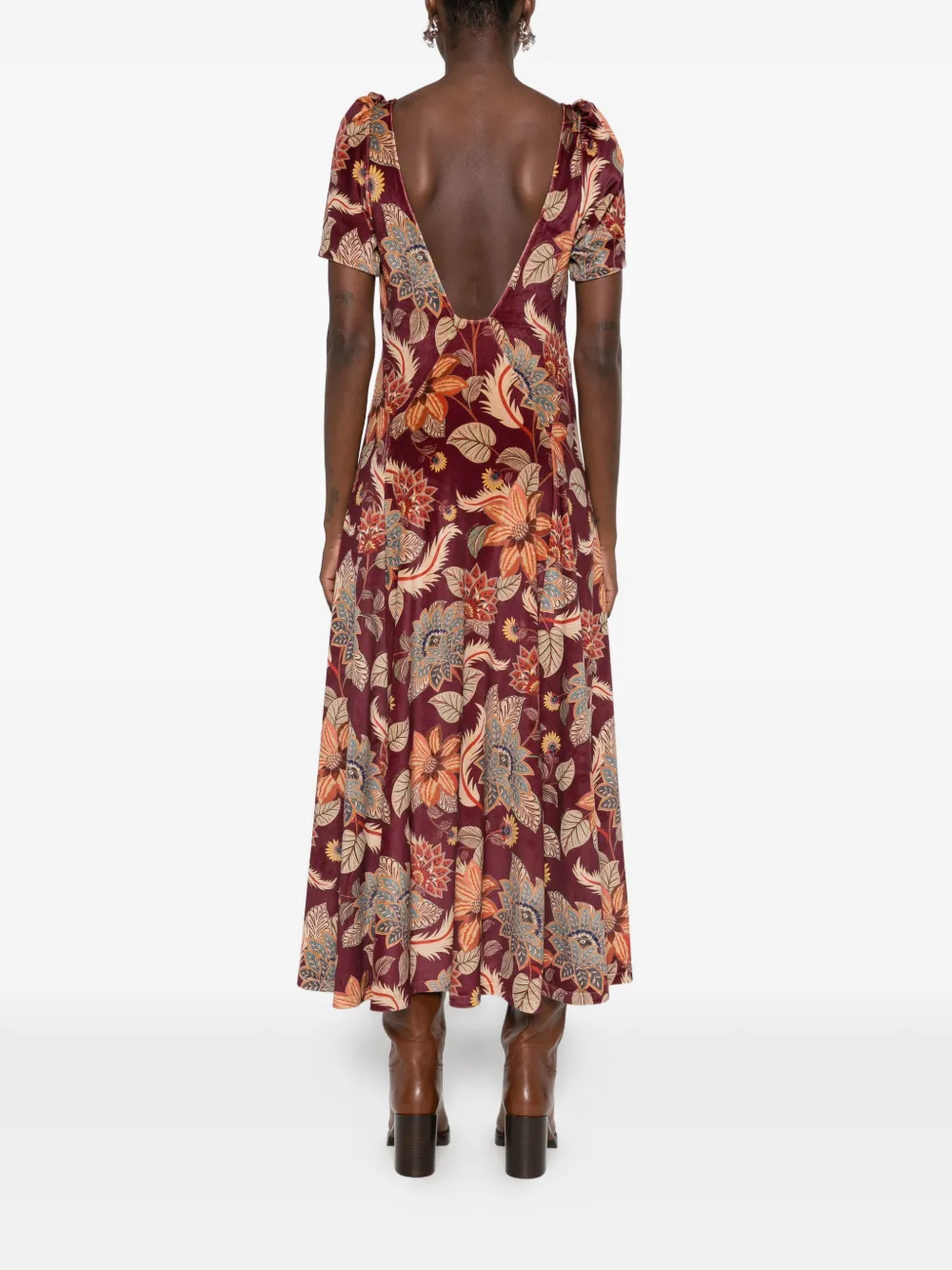 FARM Rio Delhi midi-jurk met bloemen-print Rood