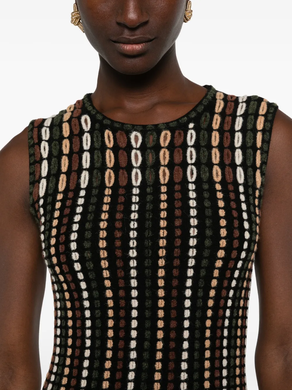 Ulla Johnson Amina midi-jurk met geometrisch patroon en franje Zwart