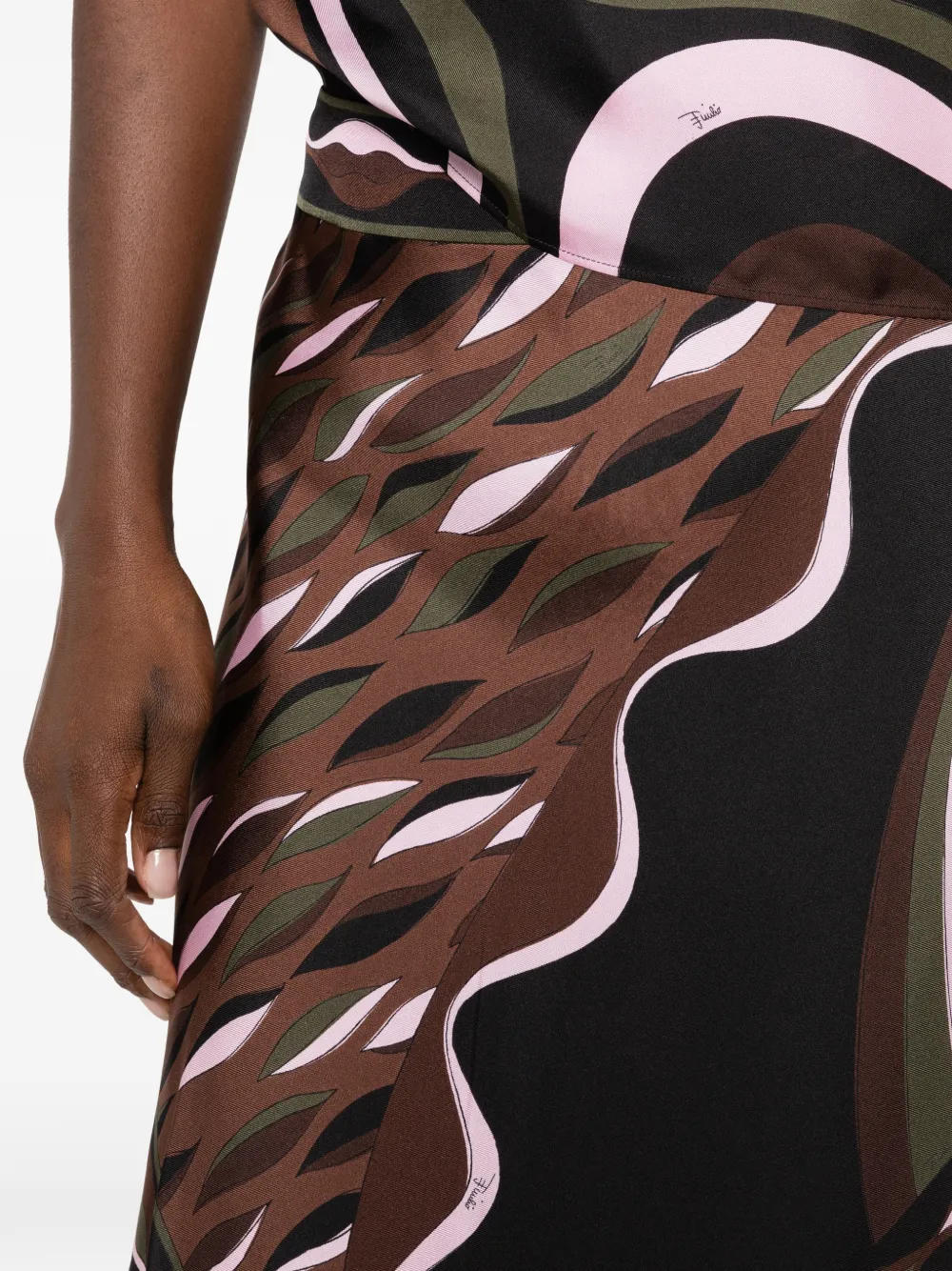 PUCCI Asymmetrische lange rok met print Groen