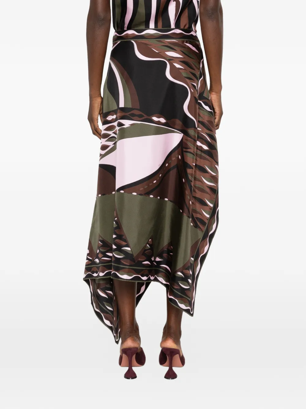 PUCCI Asymmetrische lange rok met print Groen