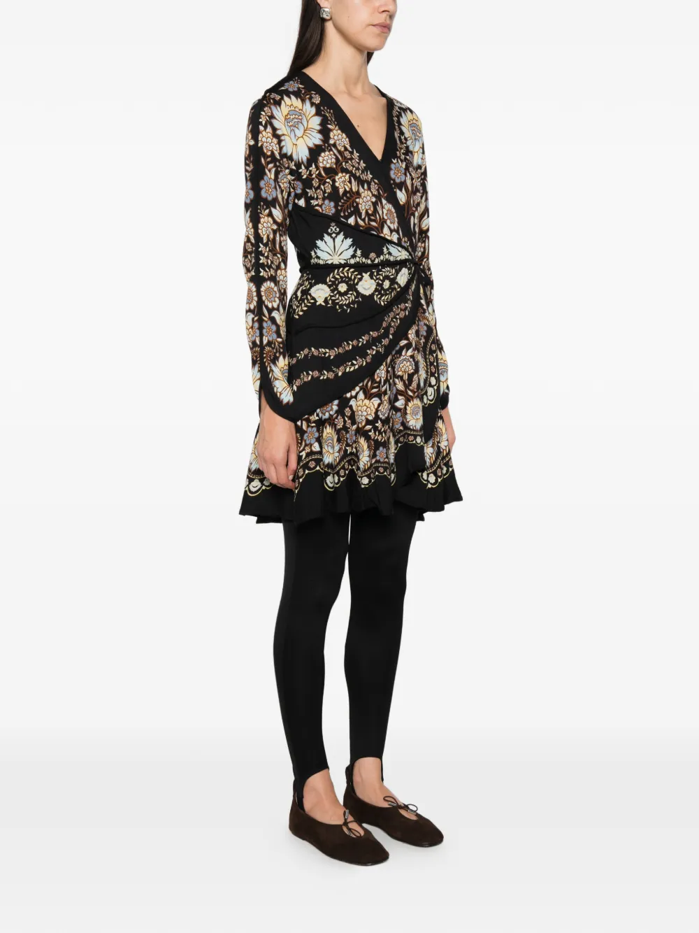 FARM Rio Midi-jurk met bloemenprint Zwart