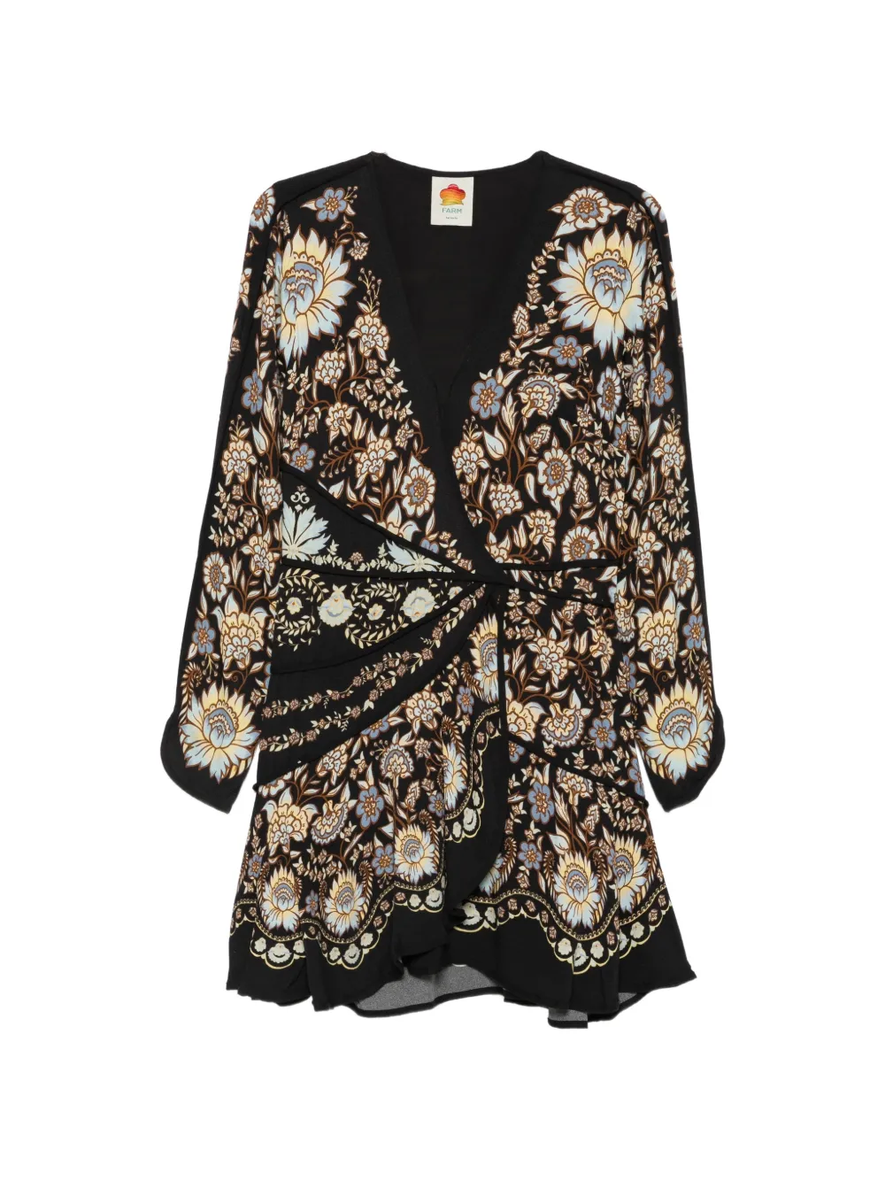 FARM Rio Midi-jurk met bloemenprint Zwart
