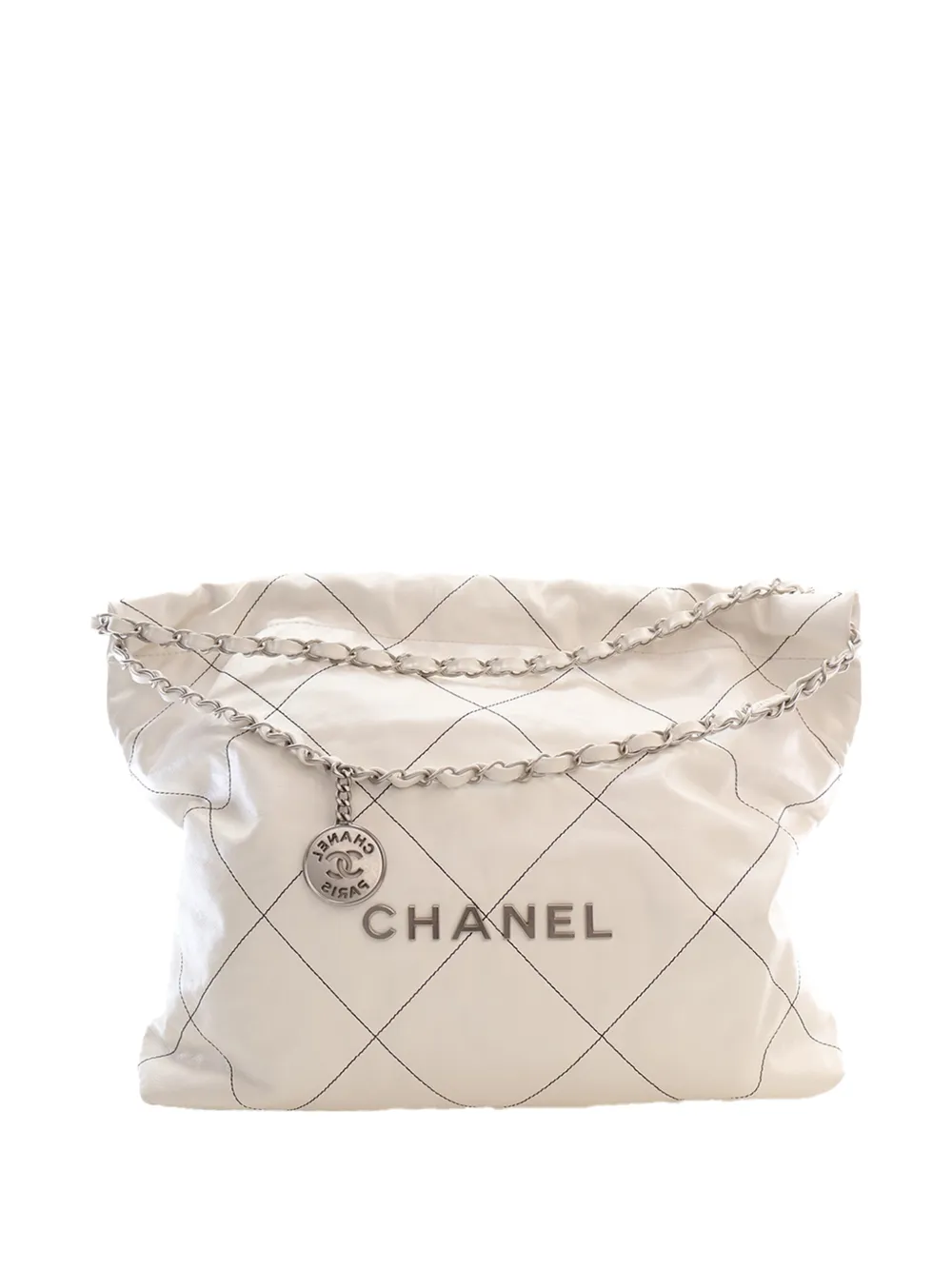 CHANEL Pre-Owned 2021-2026 Small Quilted Shiny Calfskin 22 Handbag tote bag - Bianco