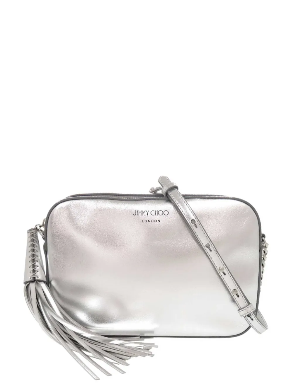 Jimmy Choo Pre-Owned sacoche porté épaule Athini en cuir métallisé (2015-2026) - Argent