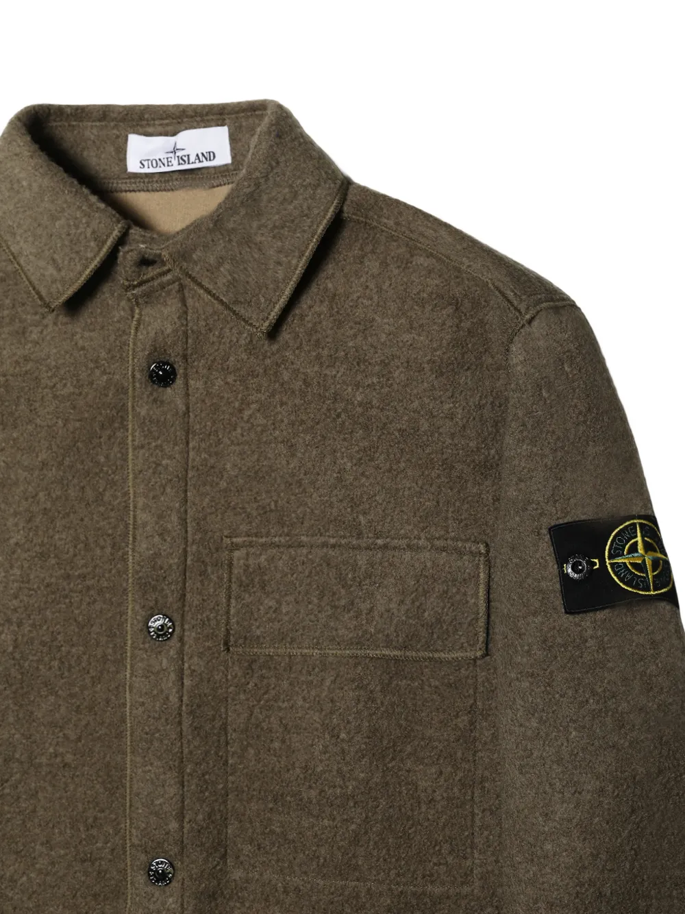 Stone Island Wollen shirtjack met Compass-patch Groen