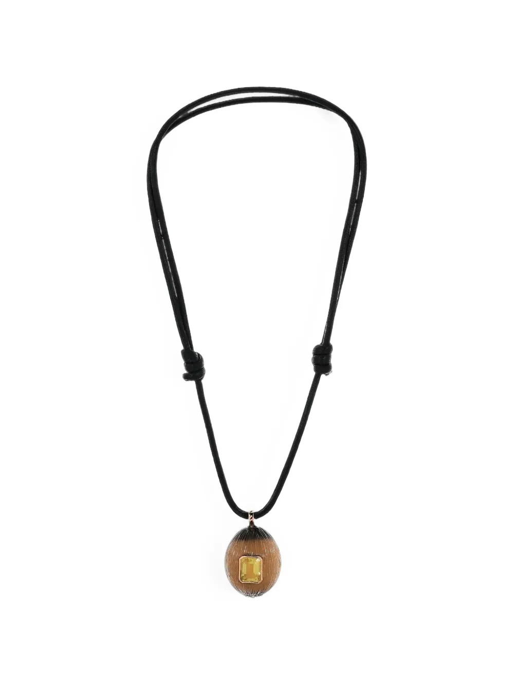 Dezso Lemon Quartz Shell Necklace In Brown