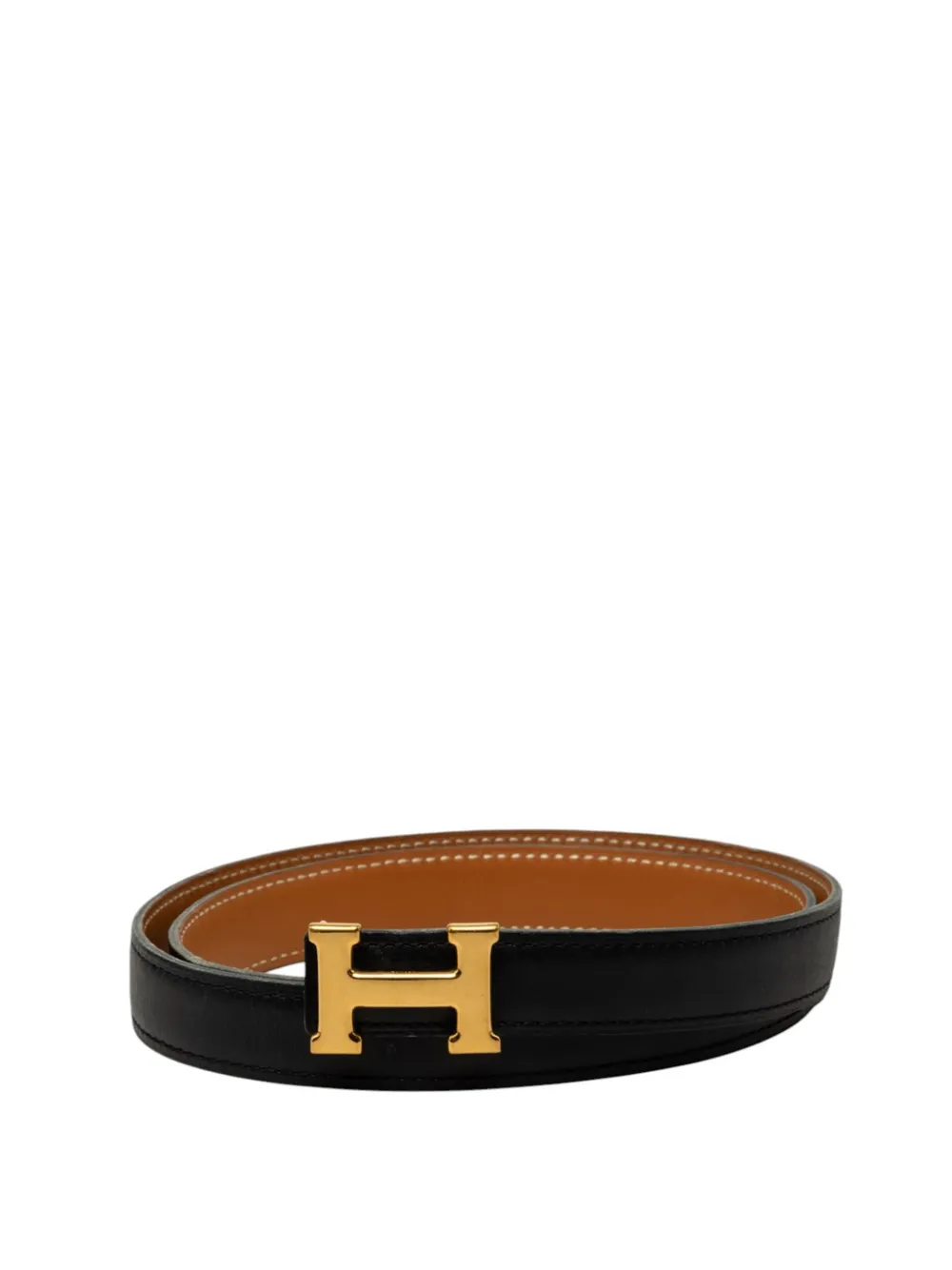 Hermès Pre-Owned 1996 Box Calf and Courchevel Constance H Reversible belt - Nero