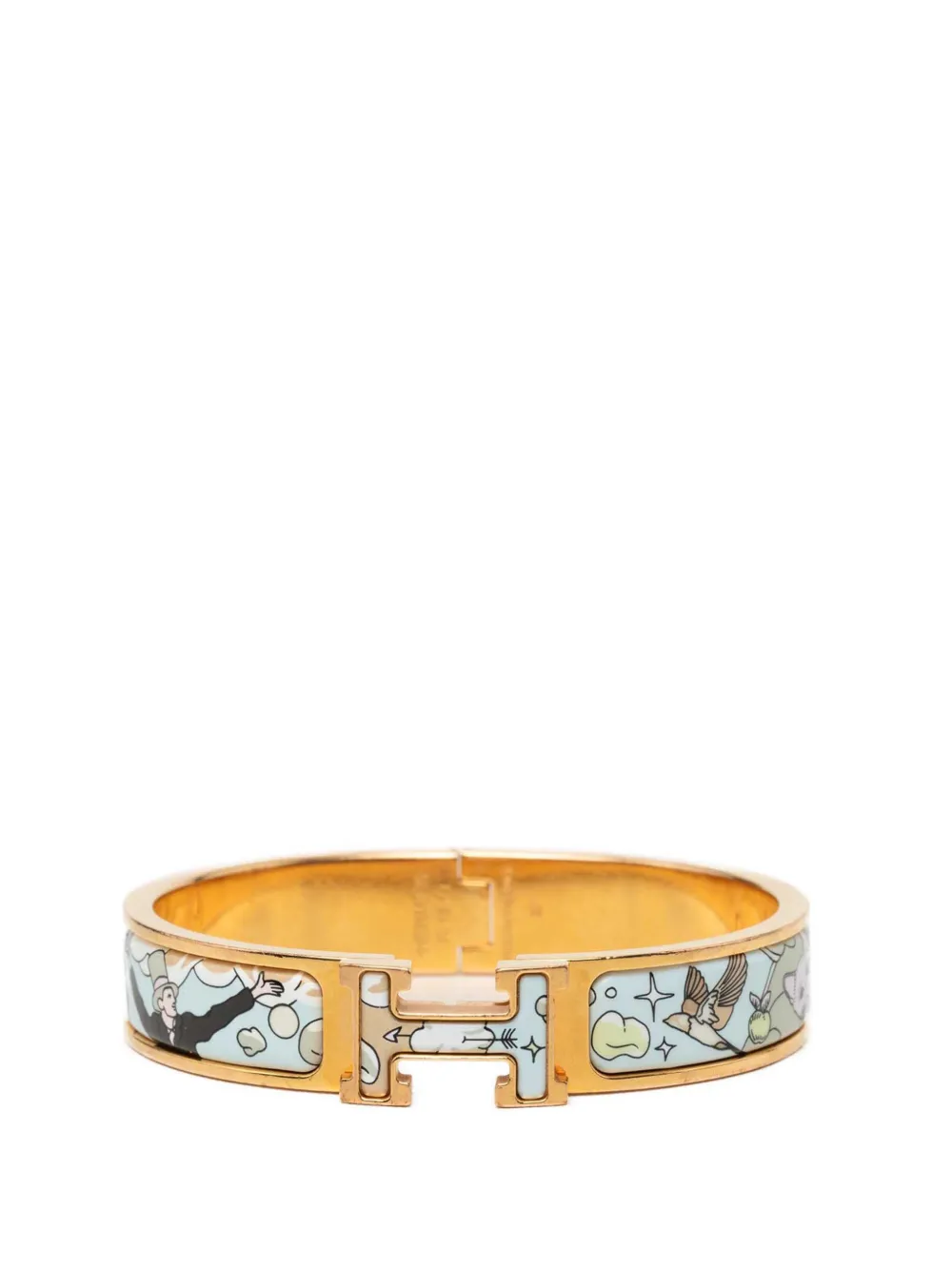 Hermès Pre-Owned 2000-2026 Narrow Enamel Dans Les Nuages Clic H Bracelet PM costume bracelet - Blu