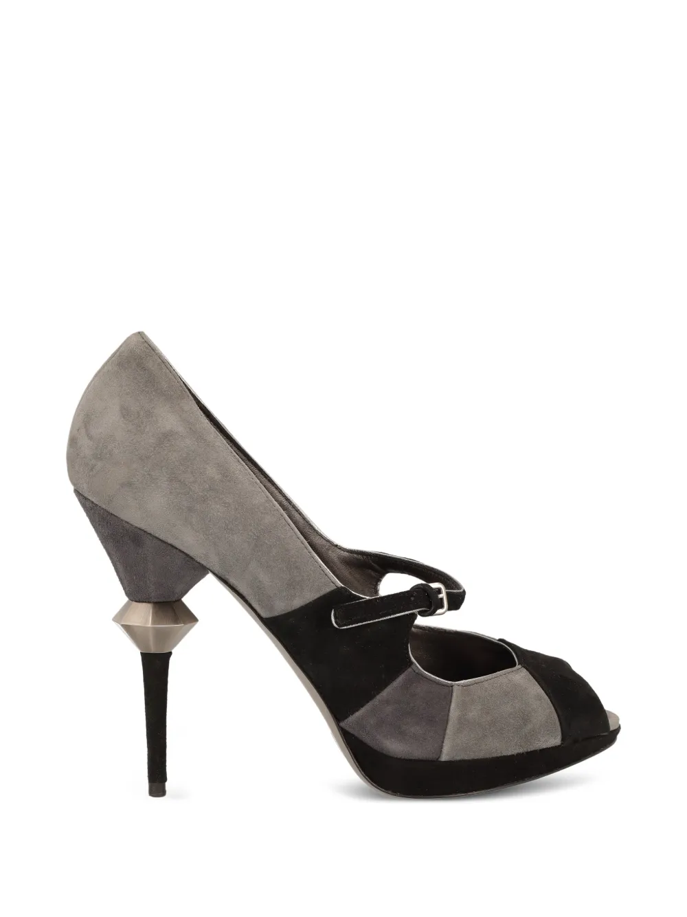 Miu Miu Pre-Owned Peeptoe-Pumps aus Wildleder - Grau