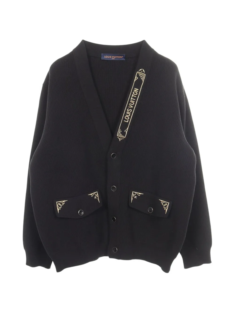 Louis Vuitton Pre-Owned 2010s embroidered pocket cardigan - Nero