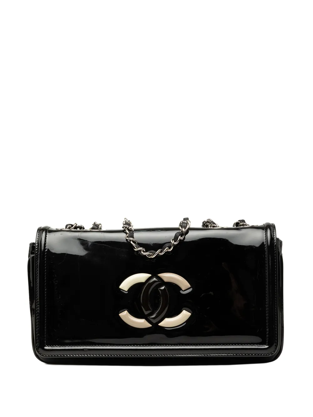 CHANEL Pre-Owned 2009-2010 CC Patent Lipstick Ligne Flap shoulder bag - Nero