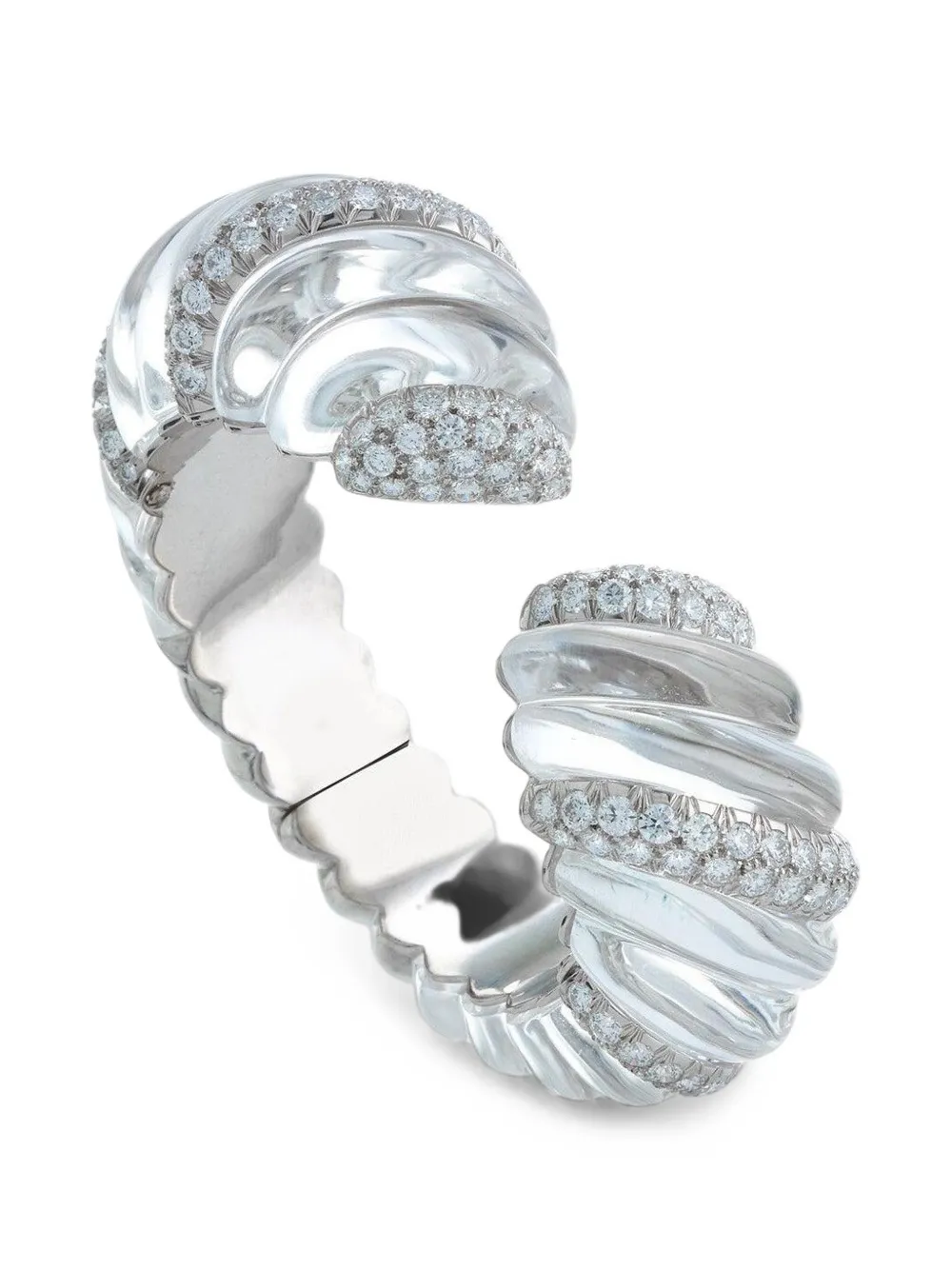 David Webb Bracciale Twist Cuff con diamanti - Argento