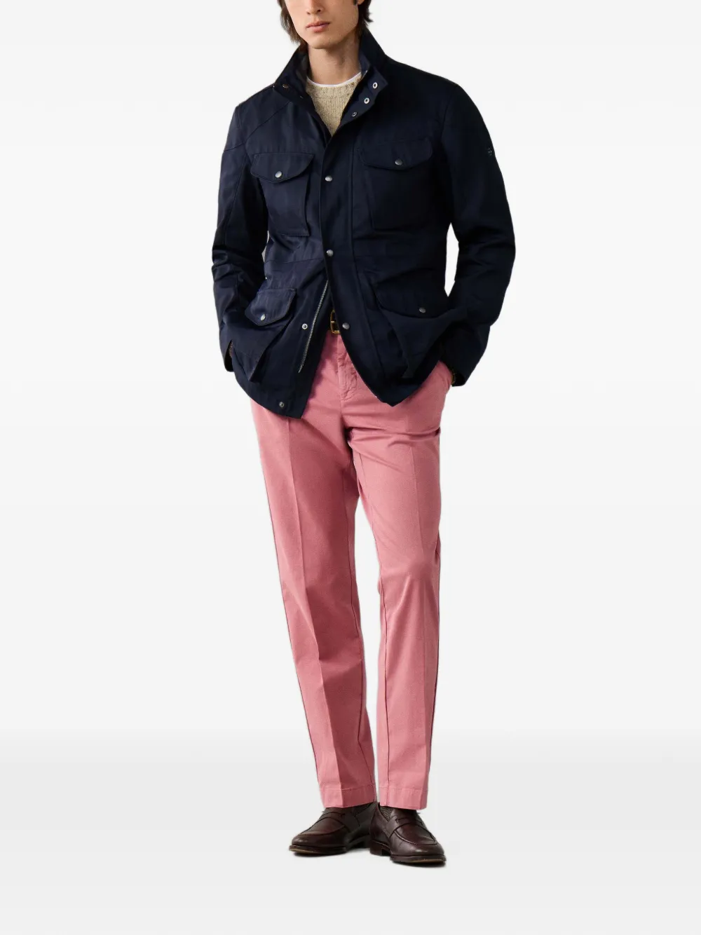 Hackett London Sanderson chino met getailleerde pasvorm Roze