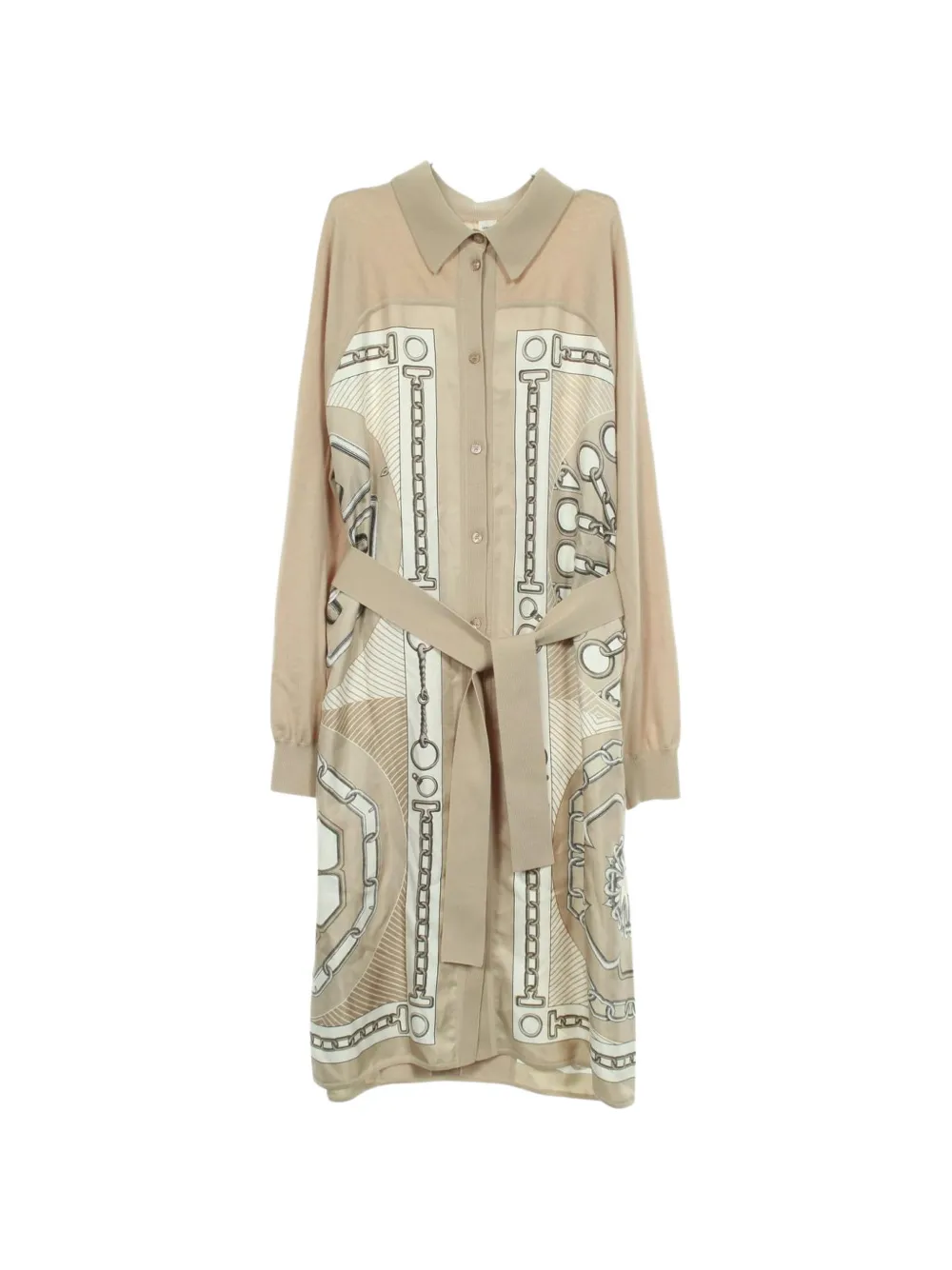 Hermès Pre-Owned robe-chemise Effet Kaléidoscope à taille ceinturée (années 2020) - Tons neutres