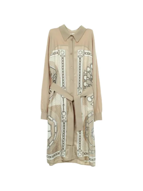Hermès Pre-Owned 2020s Effet Kaléidoscope belted shirt midi dress