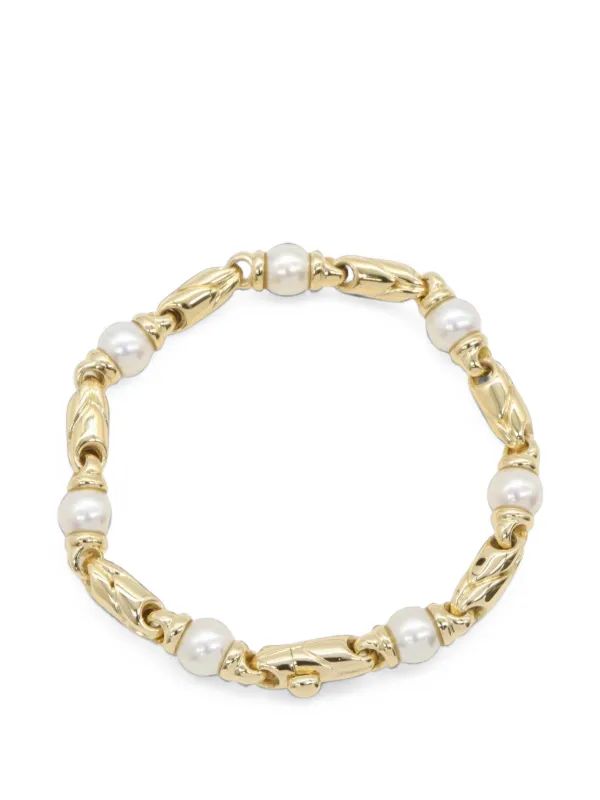 Bvlgari Pre-owned 2010s Passo Doppio Pearl Bracelet in Gold