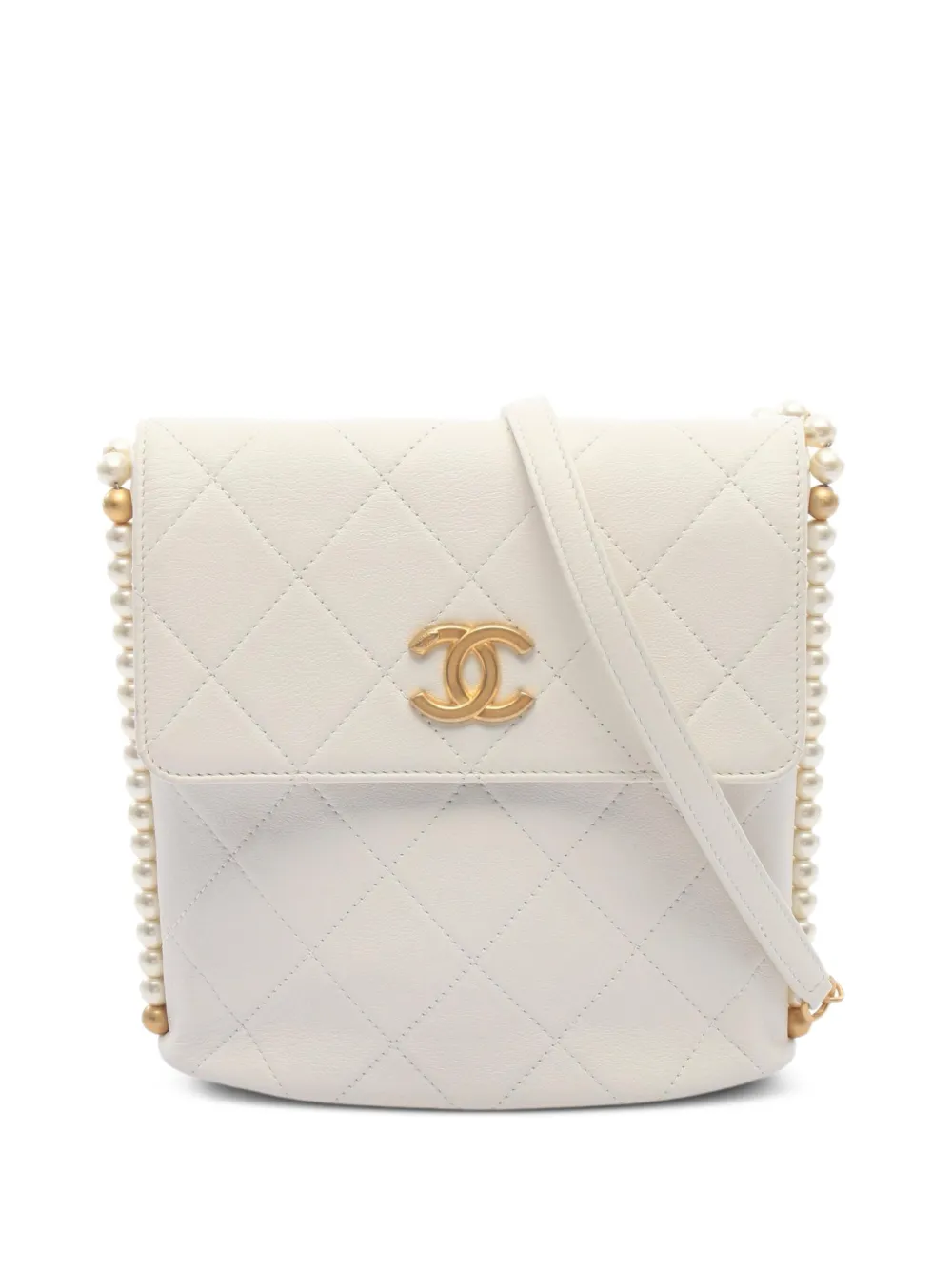CHANEL Pre-Owned 2021-2022 Matelassé faux-pearl shoulder bag - Toni neutri