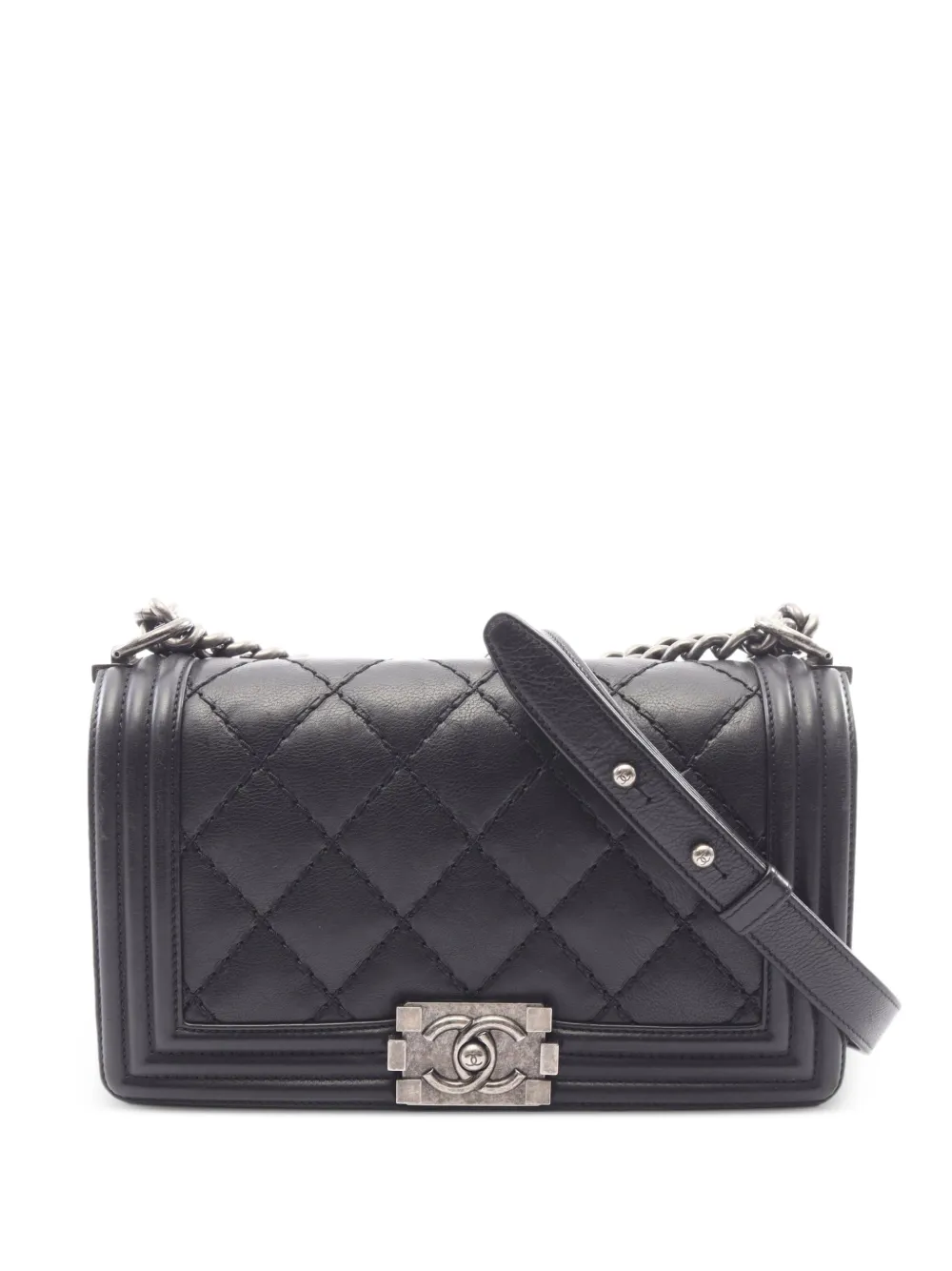 CHANEL Pre-Owned 2013-2014 Boy diamond-quilted chain shoulder bag - Nero