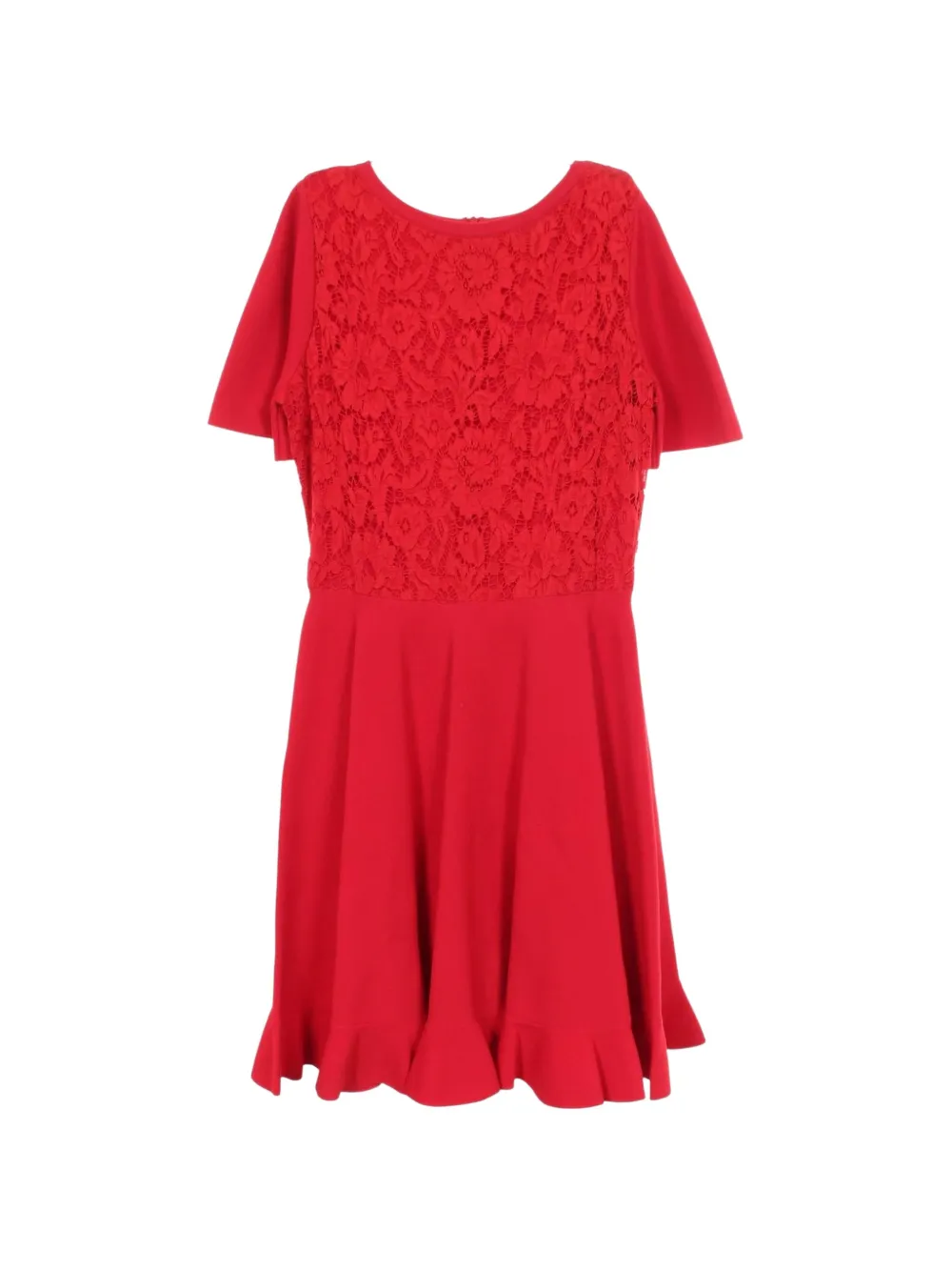 Valentino Garavani Pre-Owned 2000s lace-panel ruffled midi dress - Rosso