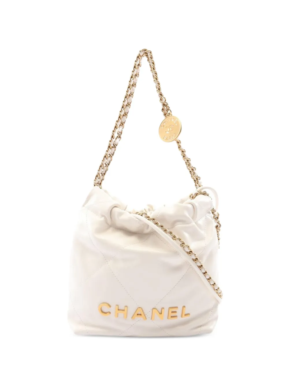 CHANEL Pre-Owned 2020s mini Chanel 22 quilted shoulder bag - Bianco