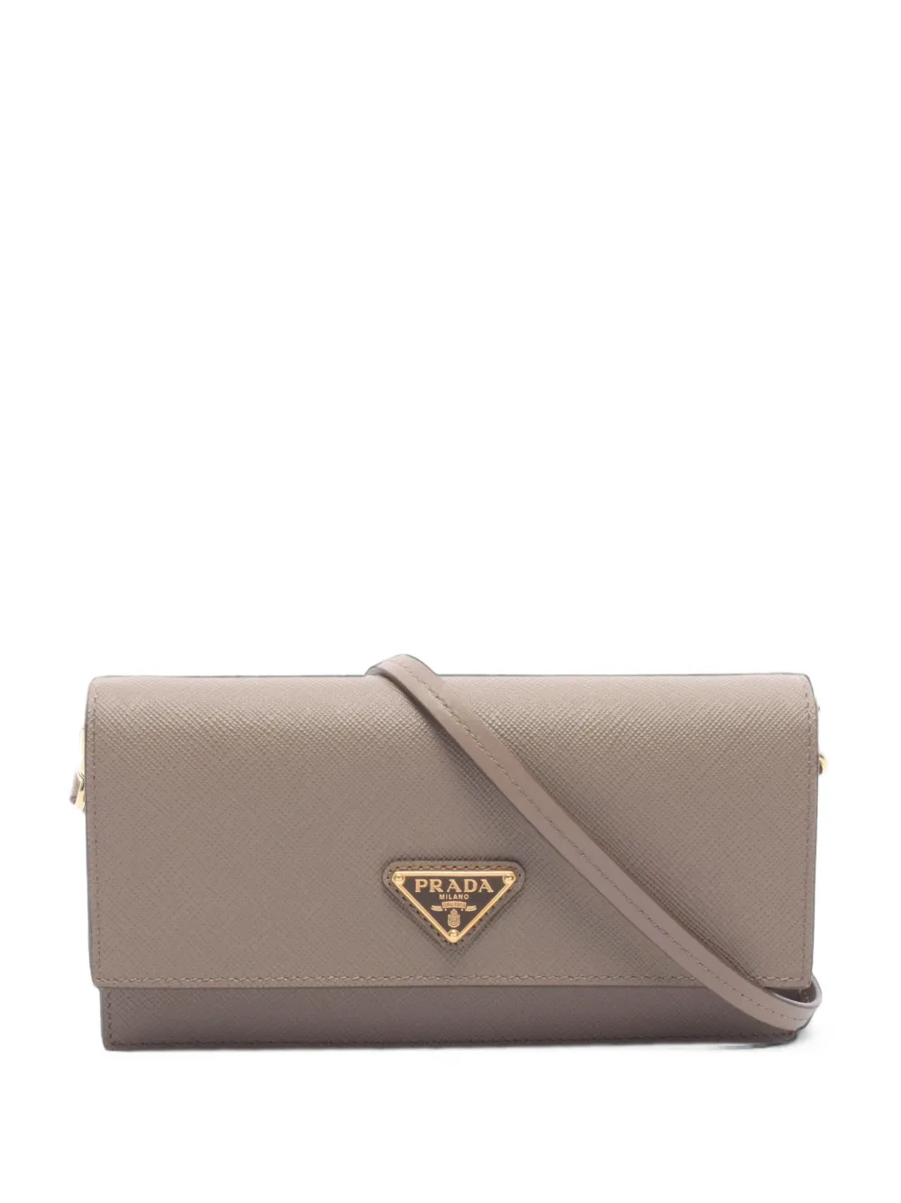 Prada Pre-Owned 2010s Saffiano triangle-logo mini shoulder bag - Marrone