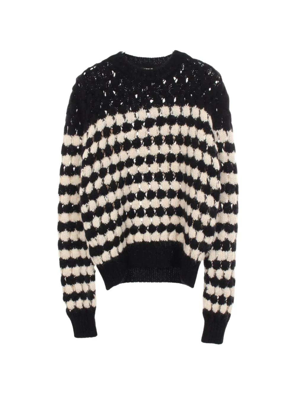 Saint Laurent Pre-Owned pull rayé en maille épaisse (années 2010) - Noir Saint Laurent Pre-Owned pull rayé en maille épaisse (années 2010) - Noir