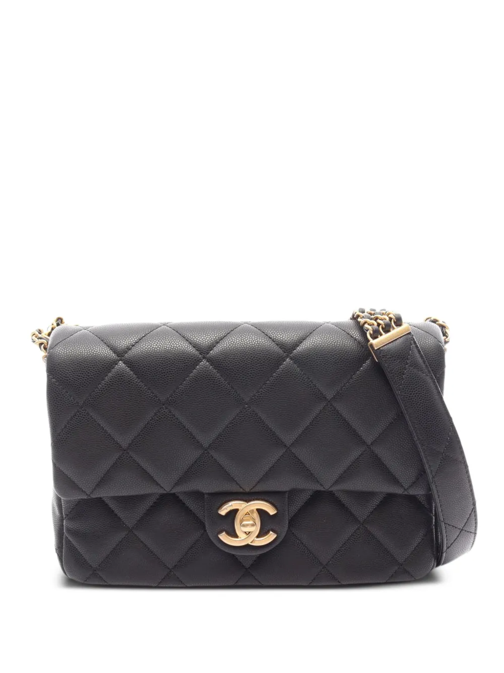 CHANEL Pre-Owned 2020s logo-plaque diamond-quilted shoulder bag - Nero