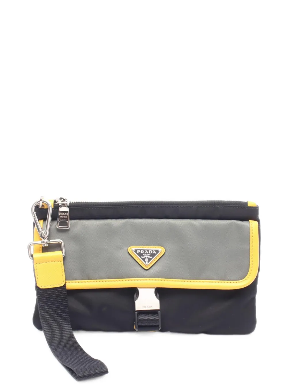 Prada Pre-Owned 2010s triangle-logo clutch bag - Nero