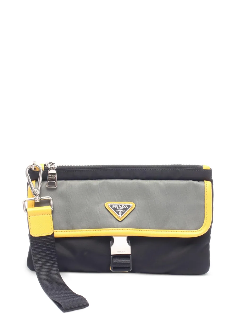 Prada Pre-Owned 2010s triangle-logo clutch bag - Nero