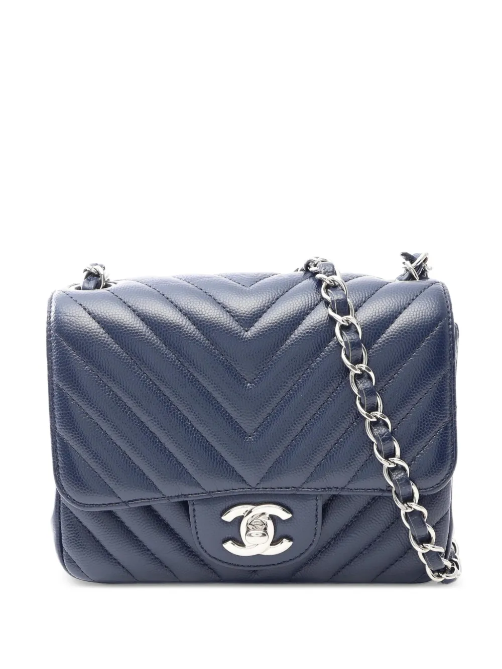 CHANEL Pre-Owned 2016-2017 Chevron V-stitch mini shoulder bag - Blu