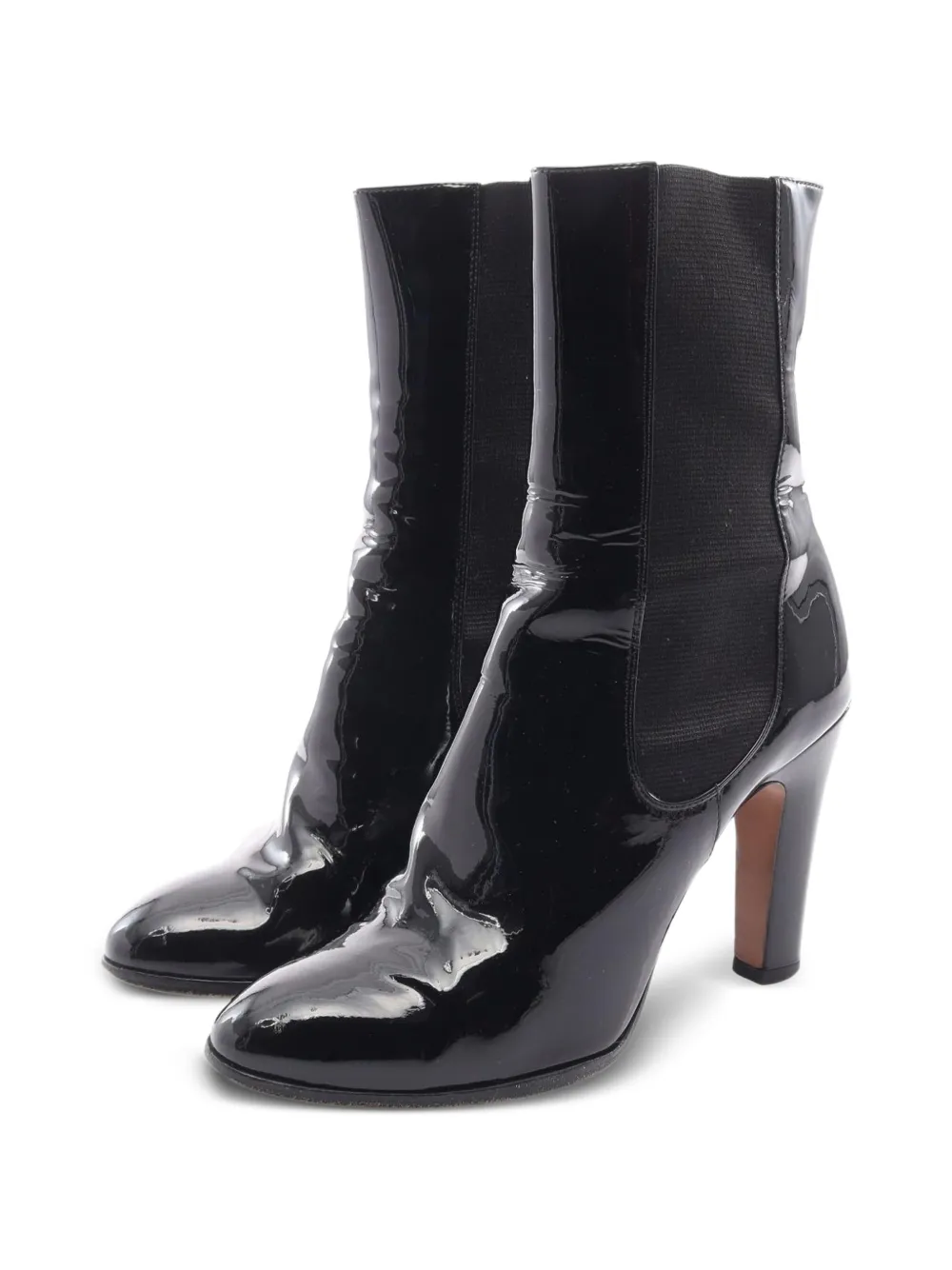 CHANEL Pre-Owned bottines Coco Mark à fini verni (1986-1988) - Noir CHANEL Pre-Owned bottines Coco Mark à fini verni (1986-1988) - Noir