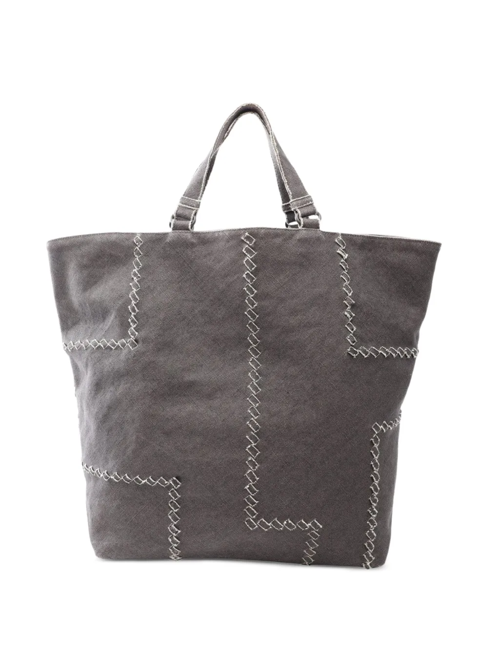Bottega Veneta Pre-Owned sac à main en toile à coutures apparentes (années 2000) - Gris Bottega Veneta Pre-Owned sac à main en toile à coutures apparentes (années 2000) - Gris