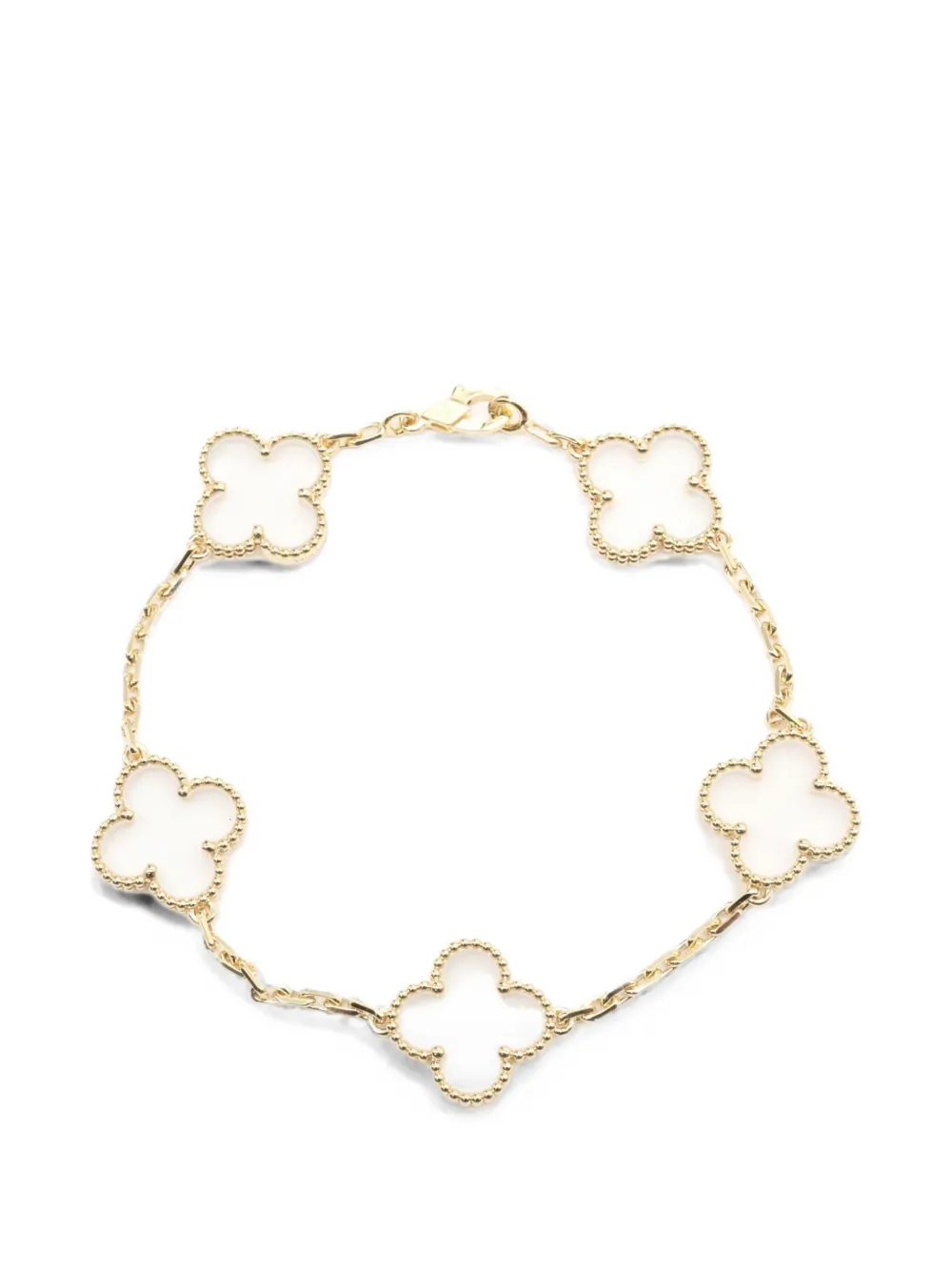 Pre-owned Van Cleef & Arpels 2010s Vintage Alhambra Crystal Bracelet In Gold