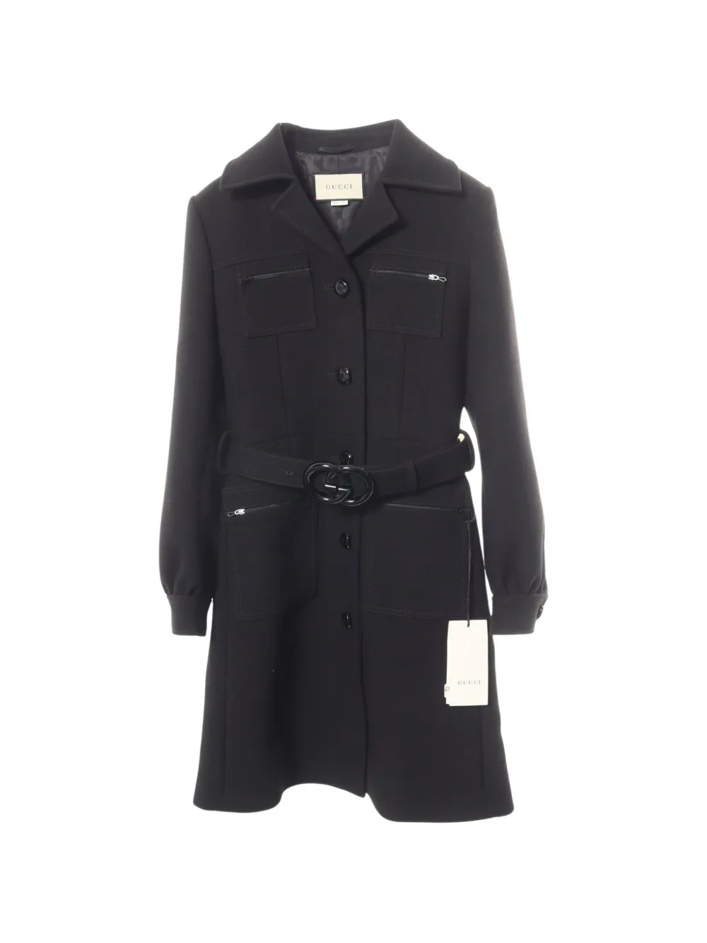 Gucci Pre-Owned 2010s Interlocking G belted coat - Nero