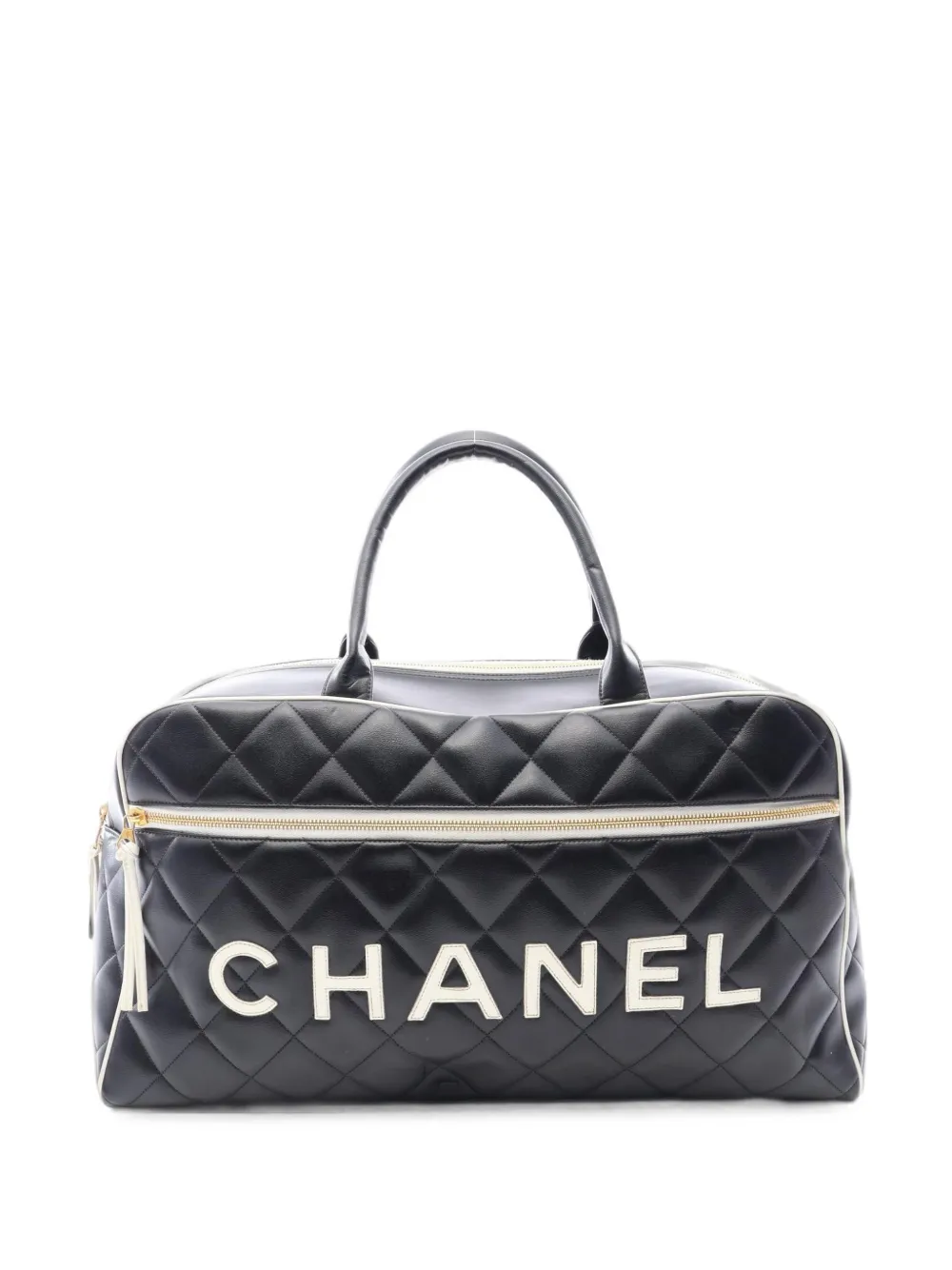 CHANEL Pre-Owned 1994-1996 quilted logo bowling bag - Nero