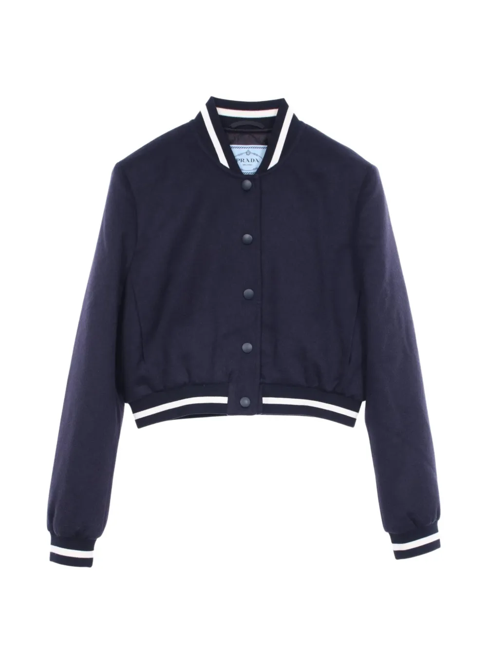Prada Pre-Owned 2010s striped-trim bomber jacket - Blu