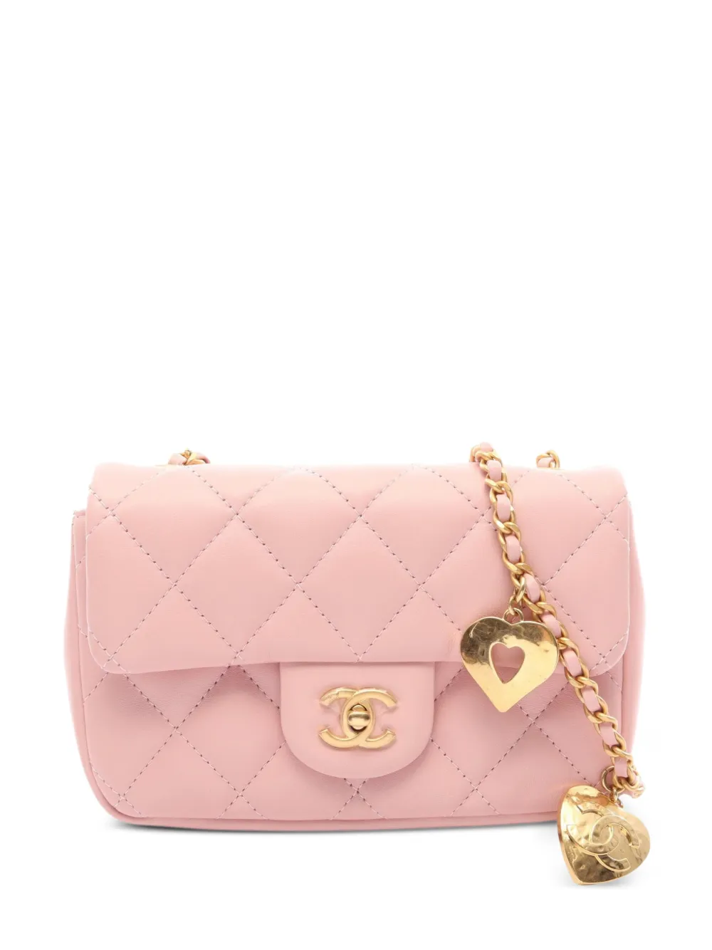 CHANEL Pre-Owned Matelassé heart charm mini bag - Rosa