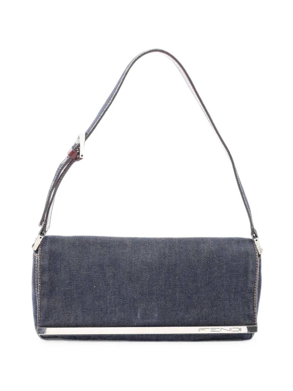 Fendi Pre-Owned 2000s logo denim shoulder bag - Blu