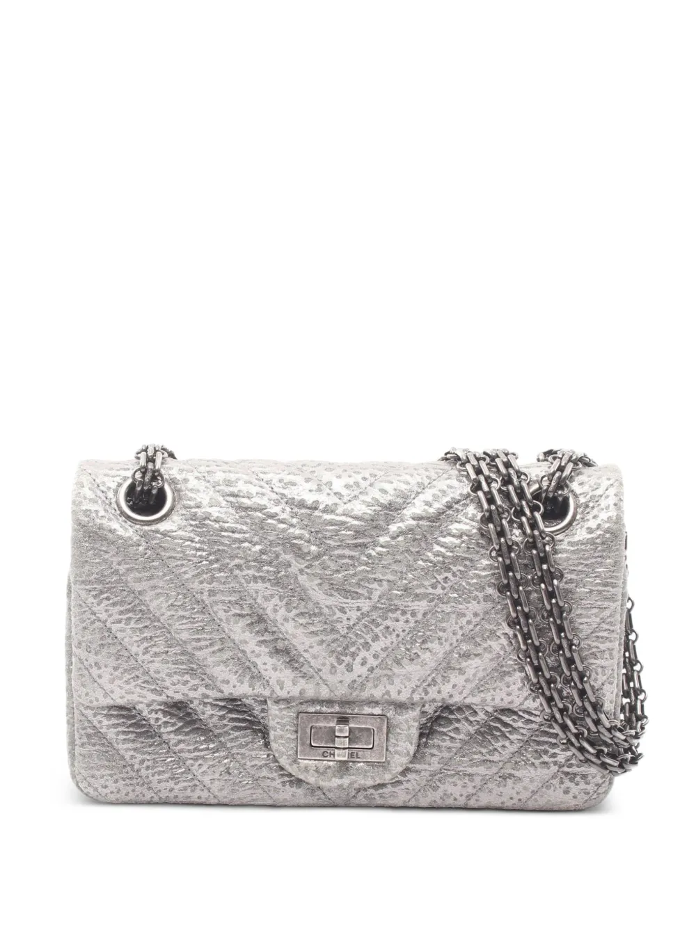 CHANEL Pre-Owned mini 2016-2017 2.55 Chevron V-stitch shoulder bag - Silver