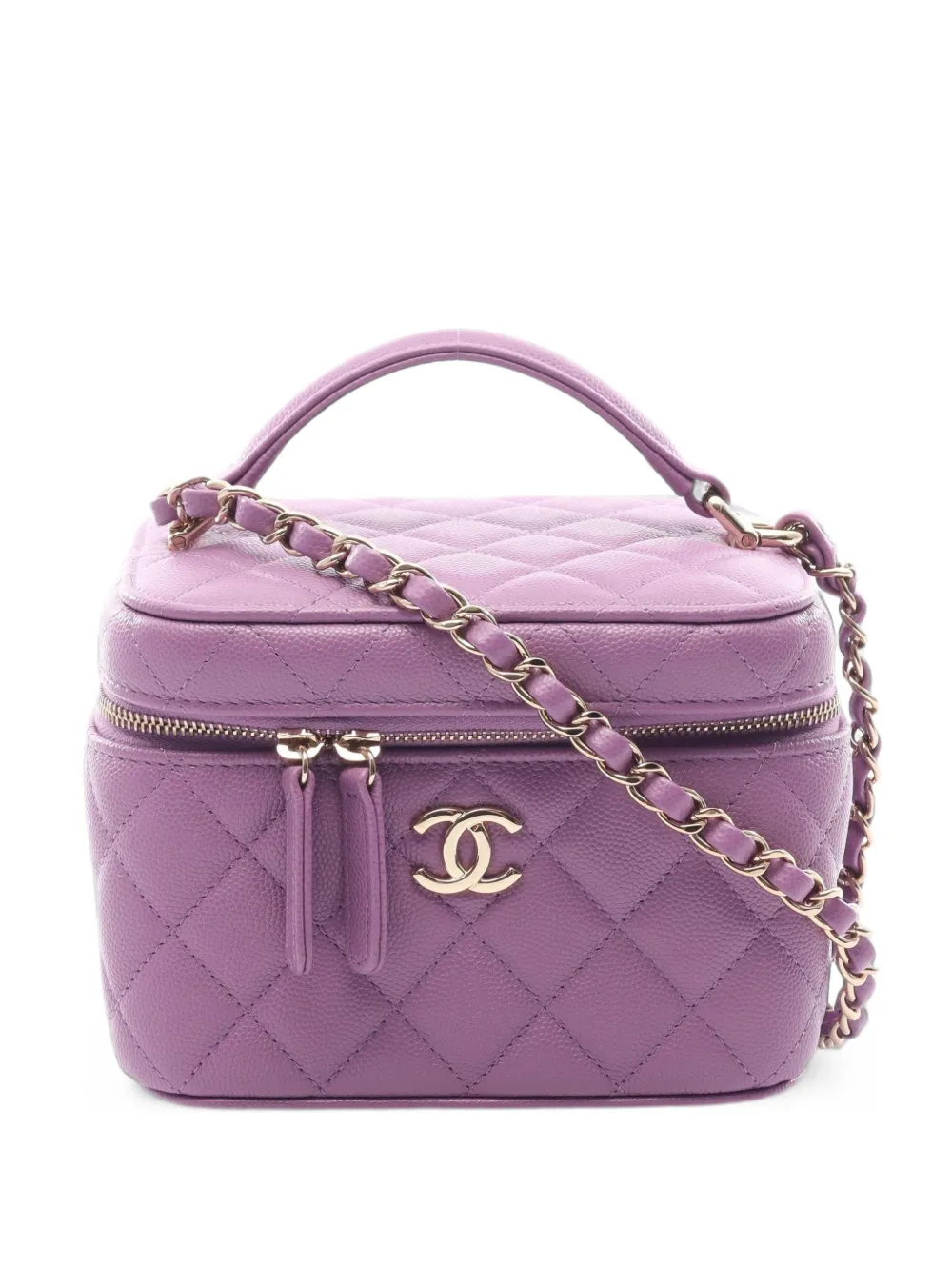 CHANEL Pre-Owned 2020s Vanity matelassé leather mini bag - Viola