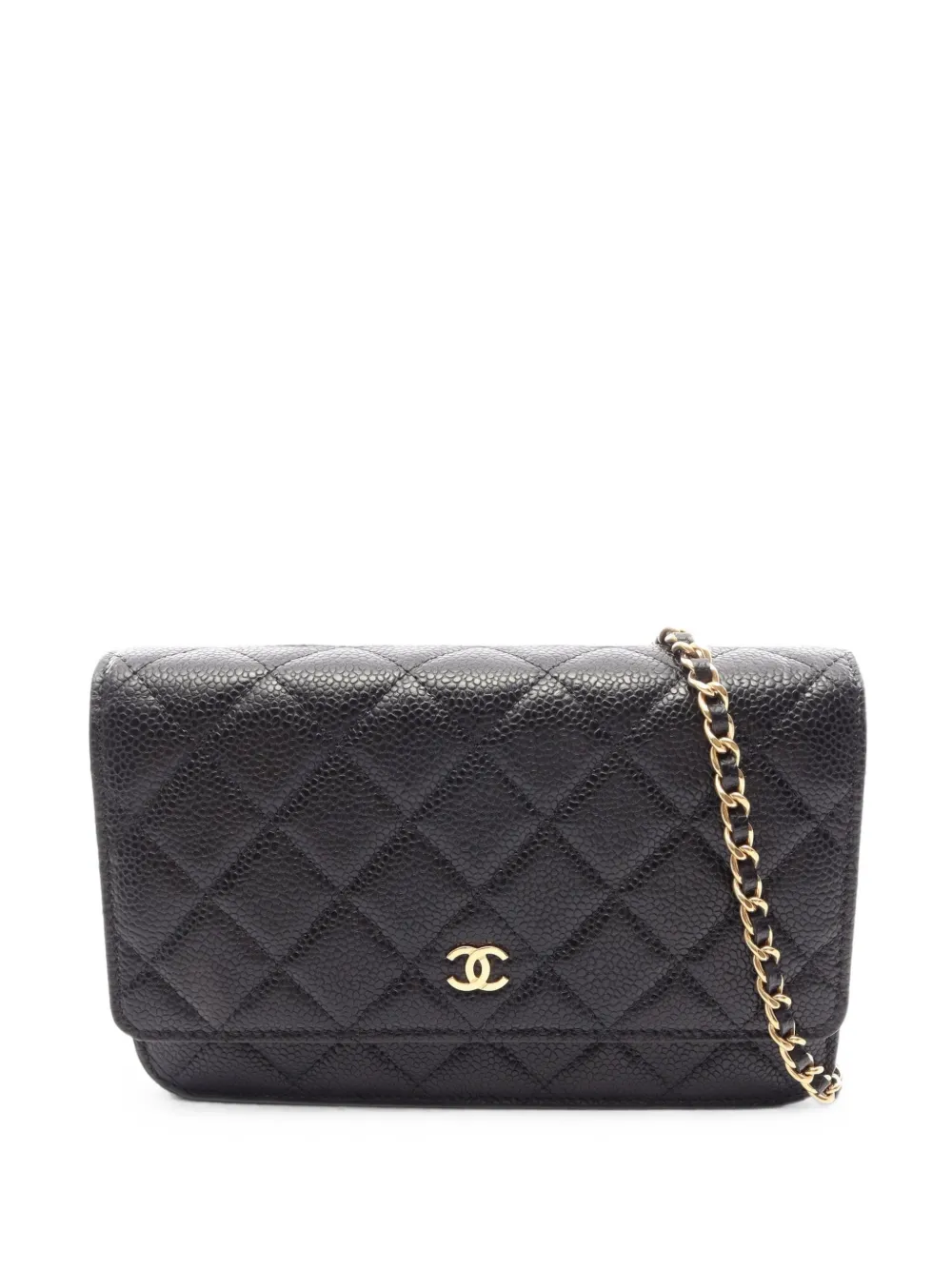 CHANEL Pre-Owned Matelassé Caviar chain wallet - Nero