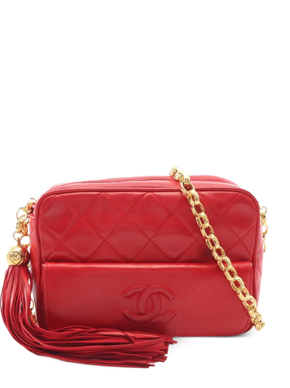 CHANEL Pre-Owned 1986-1988 Matelassé tassel shoulder bag - Rosso